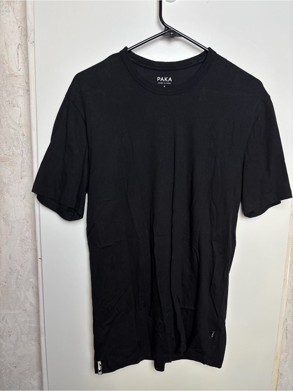 Paka Mens Black Organic Pima Cotton Royal Alpaca Short Sleeve T-Shirt